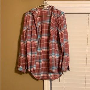 Dark Pink/Light Blue Flannel Shirt